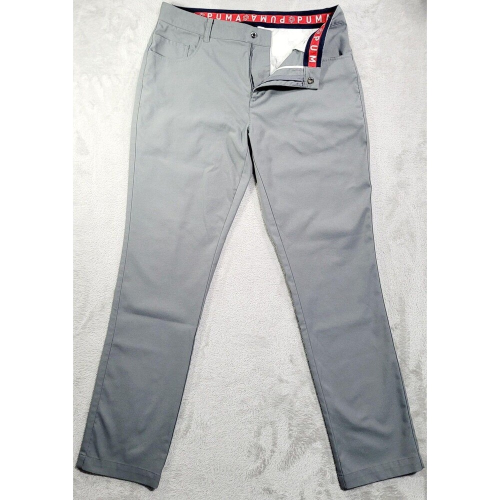 Puma Golf Pants Mens 33x32 Gray Stretch Straight Leg Khakis Performance